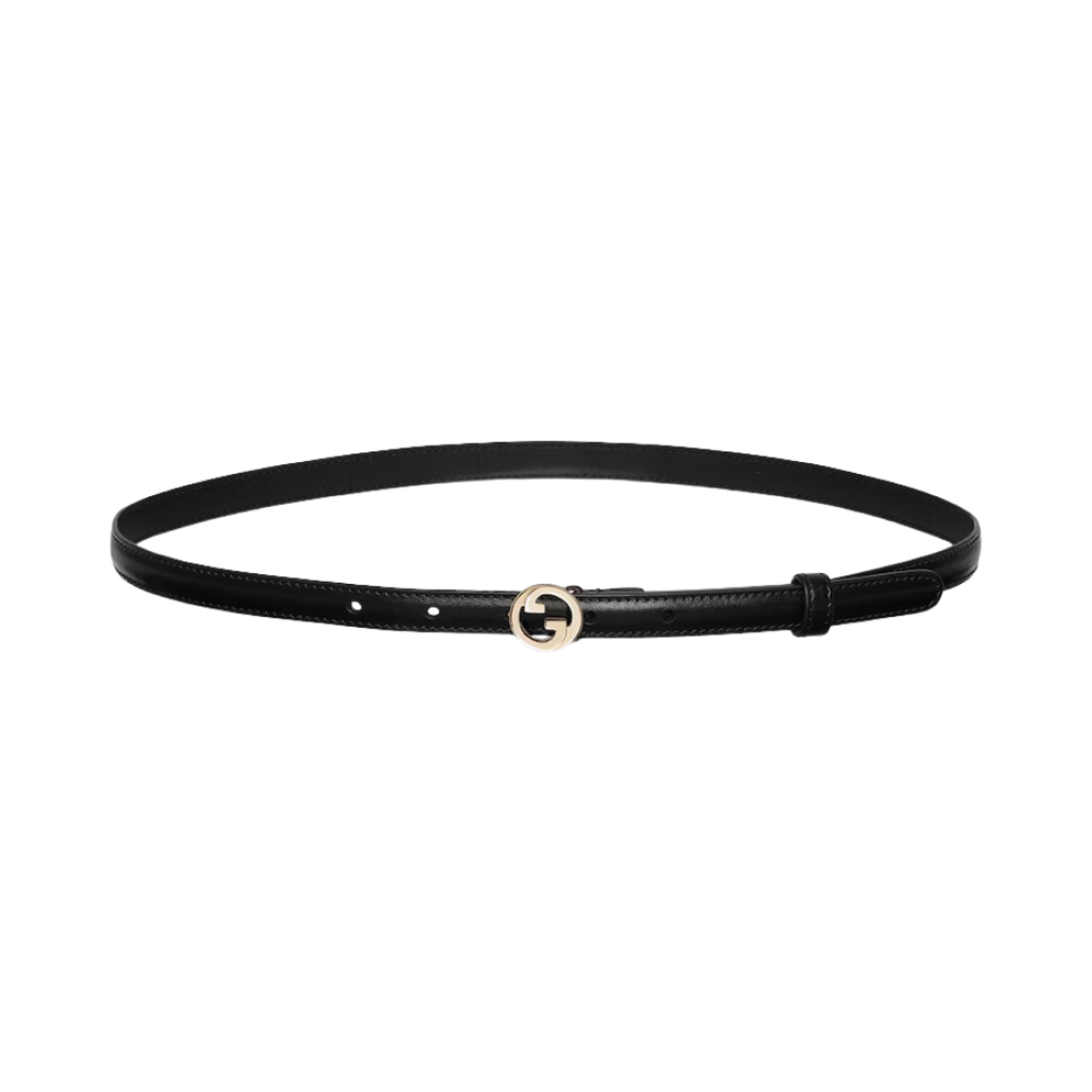 768431-0YA0G-1000 (W) Gucci Blondie Thin Leather Belt Black