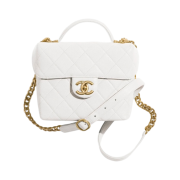 Chanel Small Vanity Case Grained Calfskin & Gold White