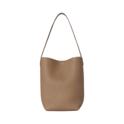 The Row Small N/S Park Tote in Grained Calfskin Leather Dark Taupe