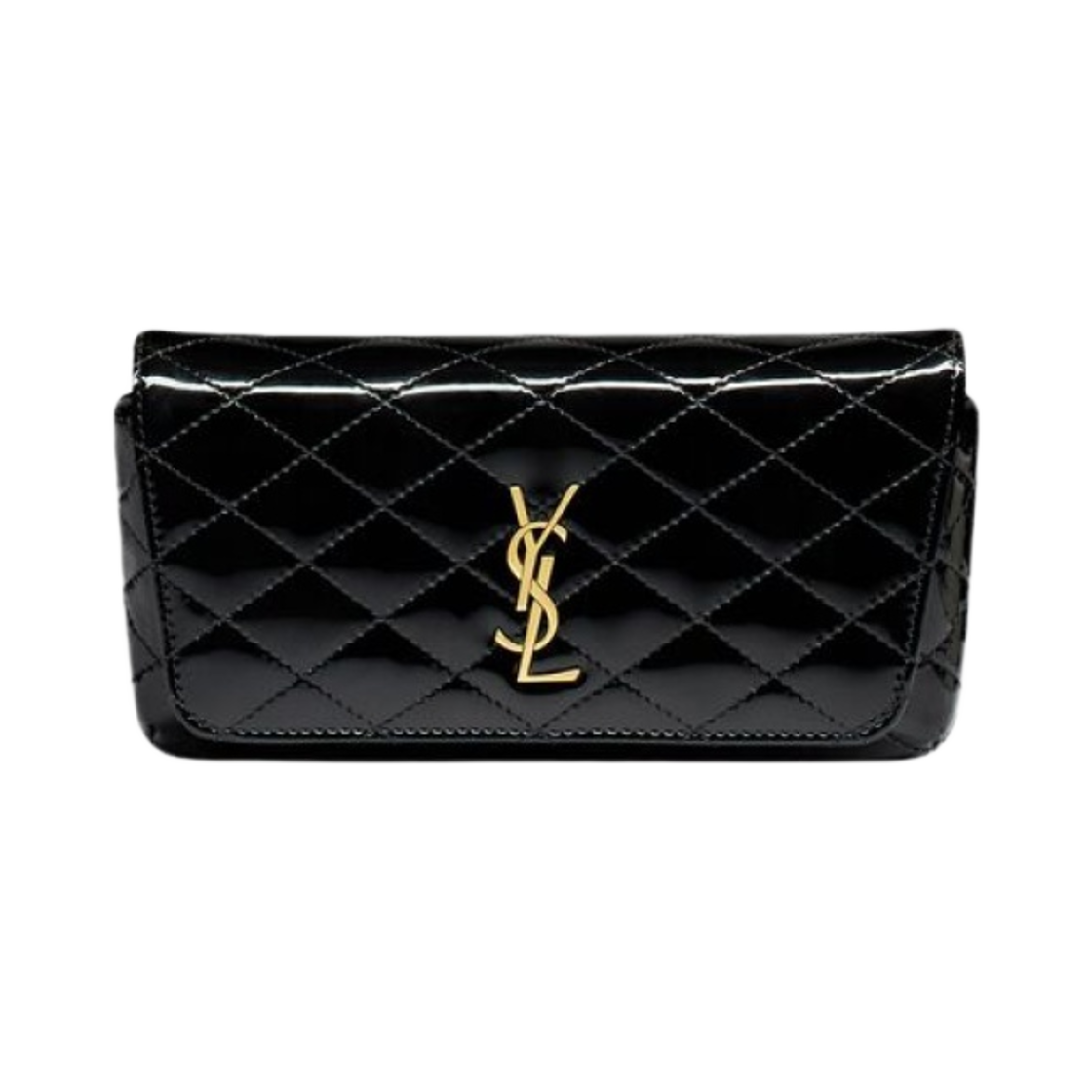 생로랑 퀼티드 페이던트 레더 가비 체인 폰 홀더 블랙(Saint Laurent Gaby Chain Phone Holder in Quilted Patent Leather Black) - 5