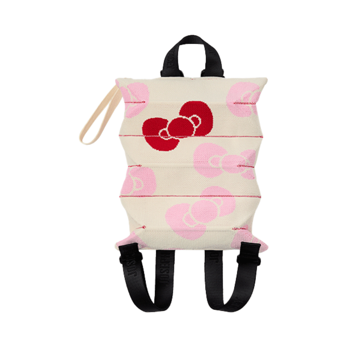 조셉앤스테이시 럭키 플리츠 니트 백팩 엑스스몰 레오파드 헬로키티 바닐라(Joseph&Stacey Lucky Pleats Knit Backpack XS Leopard Hello Kitty Vanilla)