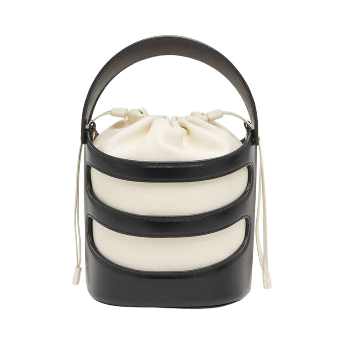 7871261VPHG1090 Alexander McQueen The Rise Bucket Black Soft Ivory