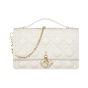 Dior Miss Dior Cannage Lambskin Top Handle Bag Latte