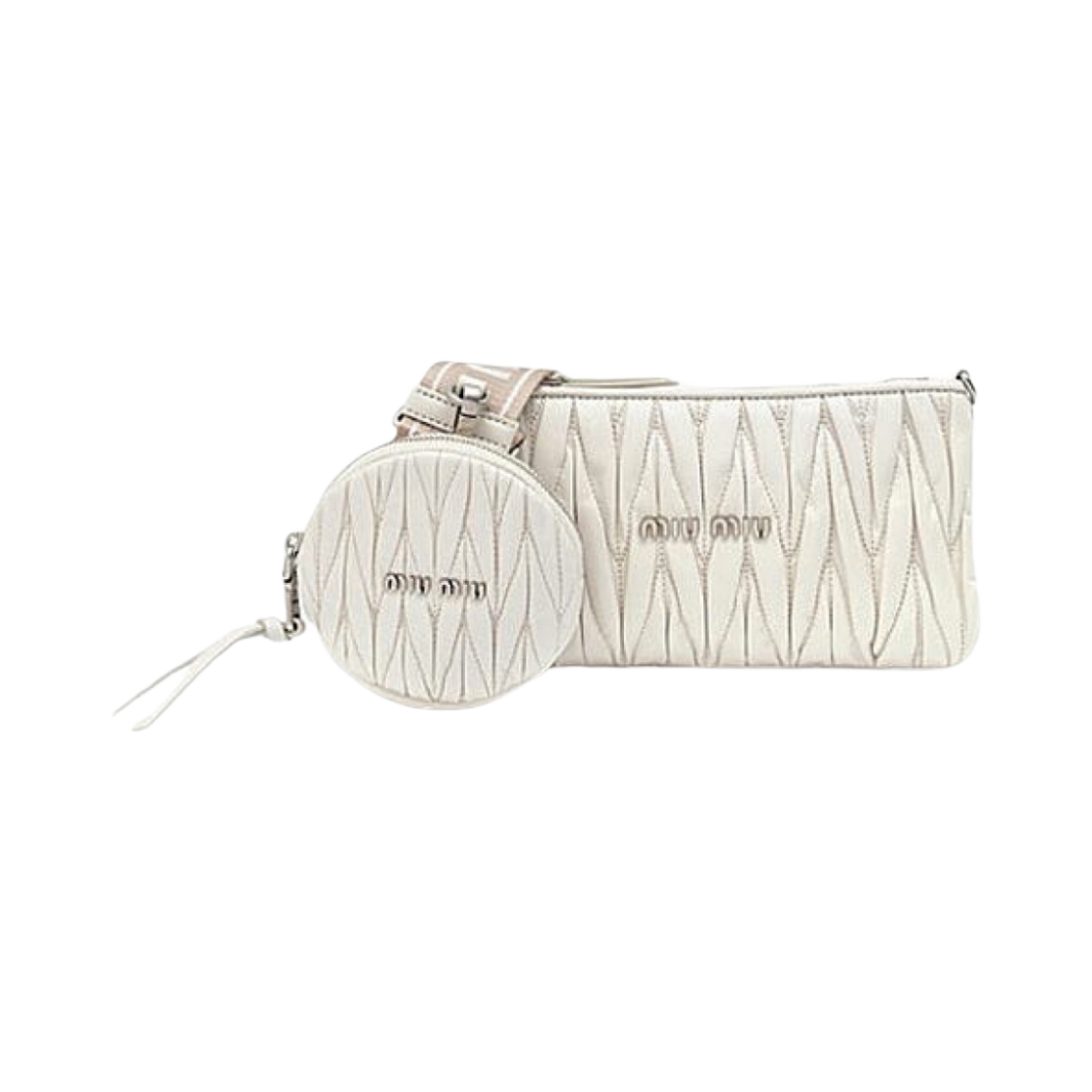 미우 미우 샤인 마테라쎄 숄더백 초크 화이트(Miu Miu Shine Matelasse Shoulder Bag Chalk White) - 1