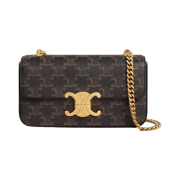 Celine Chain Shoulder Bag Triomphe in Triomphe Canvas Tan