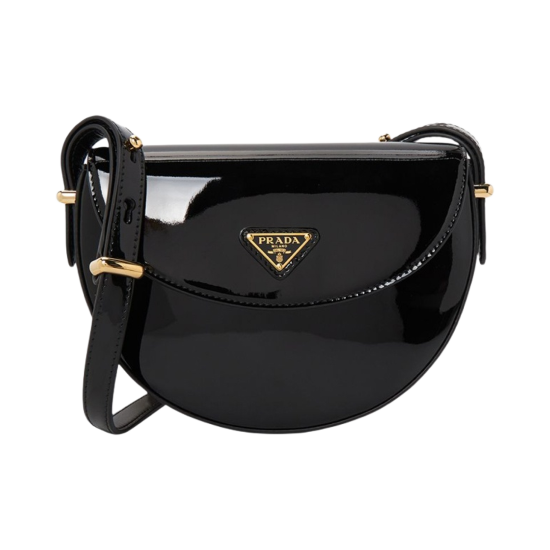 1BD349-069-F03KJ Prada Patent Leather Shoulder Bag Black