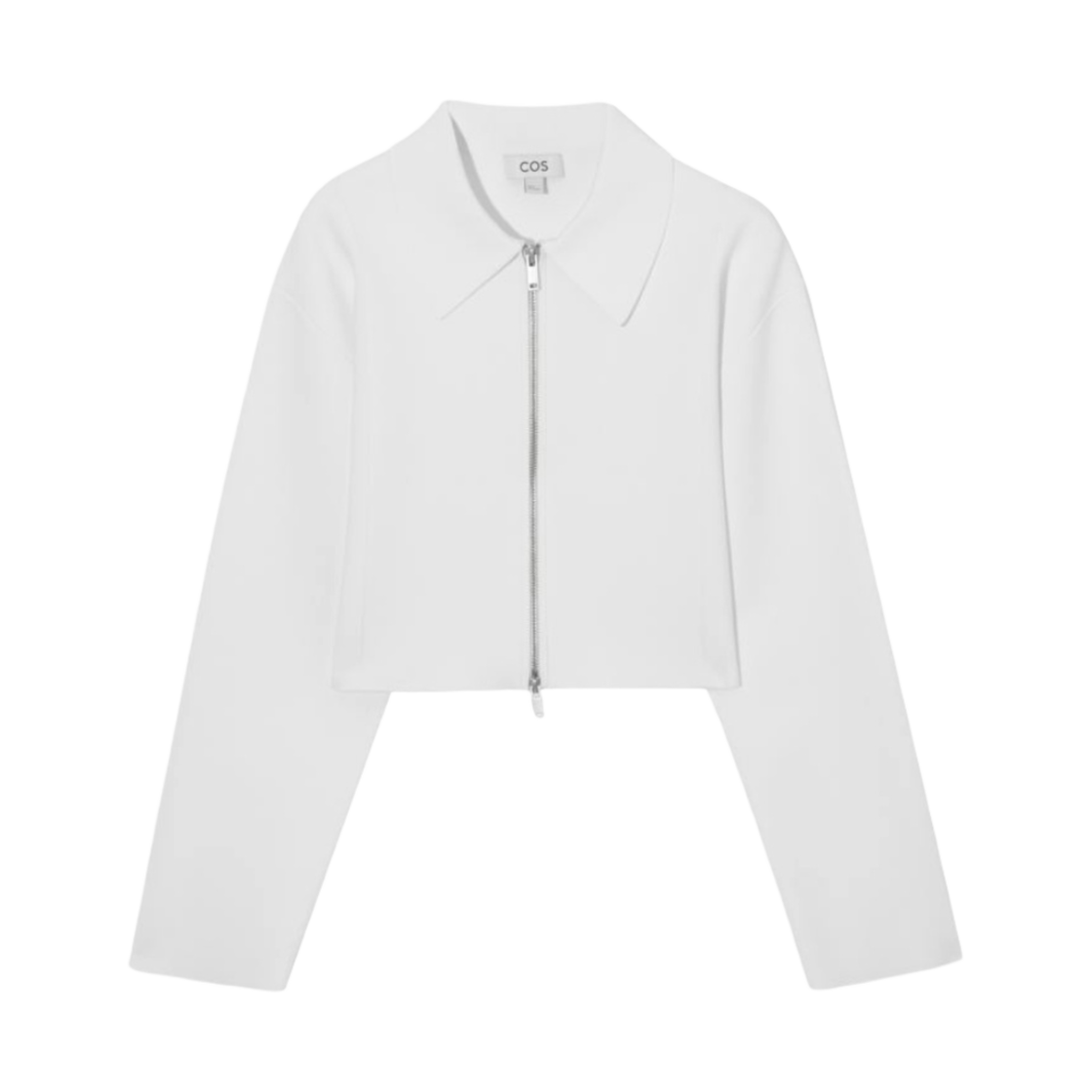 (W) 코스 크롭 밀라노 니트 자켓 화이트((W) COS Cropped Milano-Knit Jacket White)