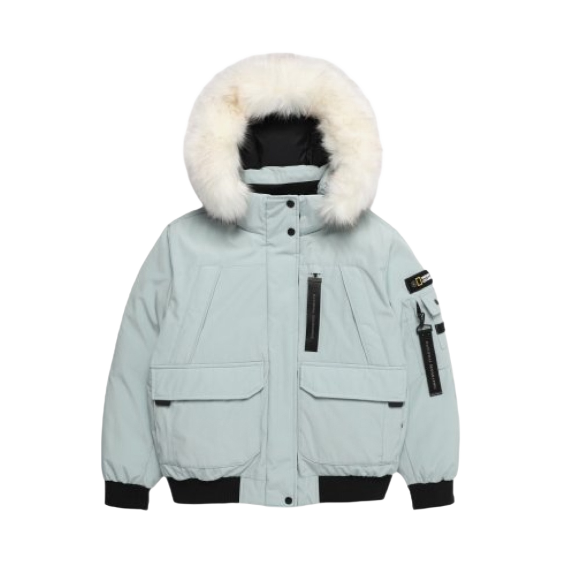 (W) 내셔널 지오그래픽 타루가 퍼 트리밍 후디 구스 다운 점퍼 민트((W) National Geographic Taruga Fur Trim Hood Goose Down Jumper Mint)