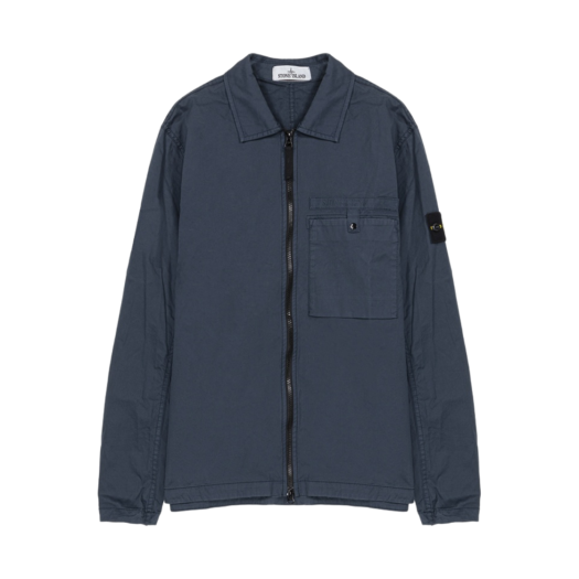 Stone Island 12619 Supima Cotton Twill Stretch-TC Garment Dyed Overshirt Avio Blue - 22SS