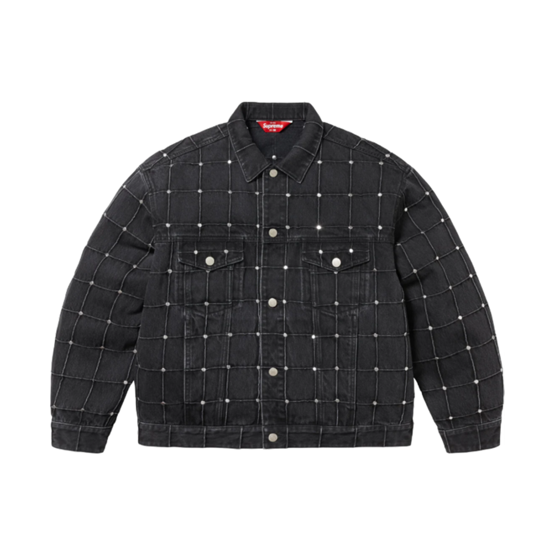 - Supreme Studded Seam Denim Trucker Jacket Black - 25SS