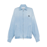 (W) Miu Miu Chambray Blouson Jacket Light Blue