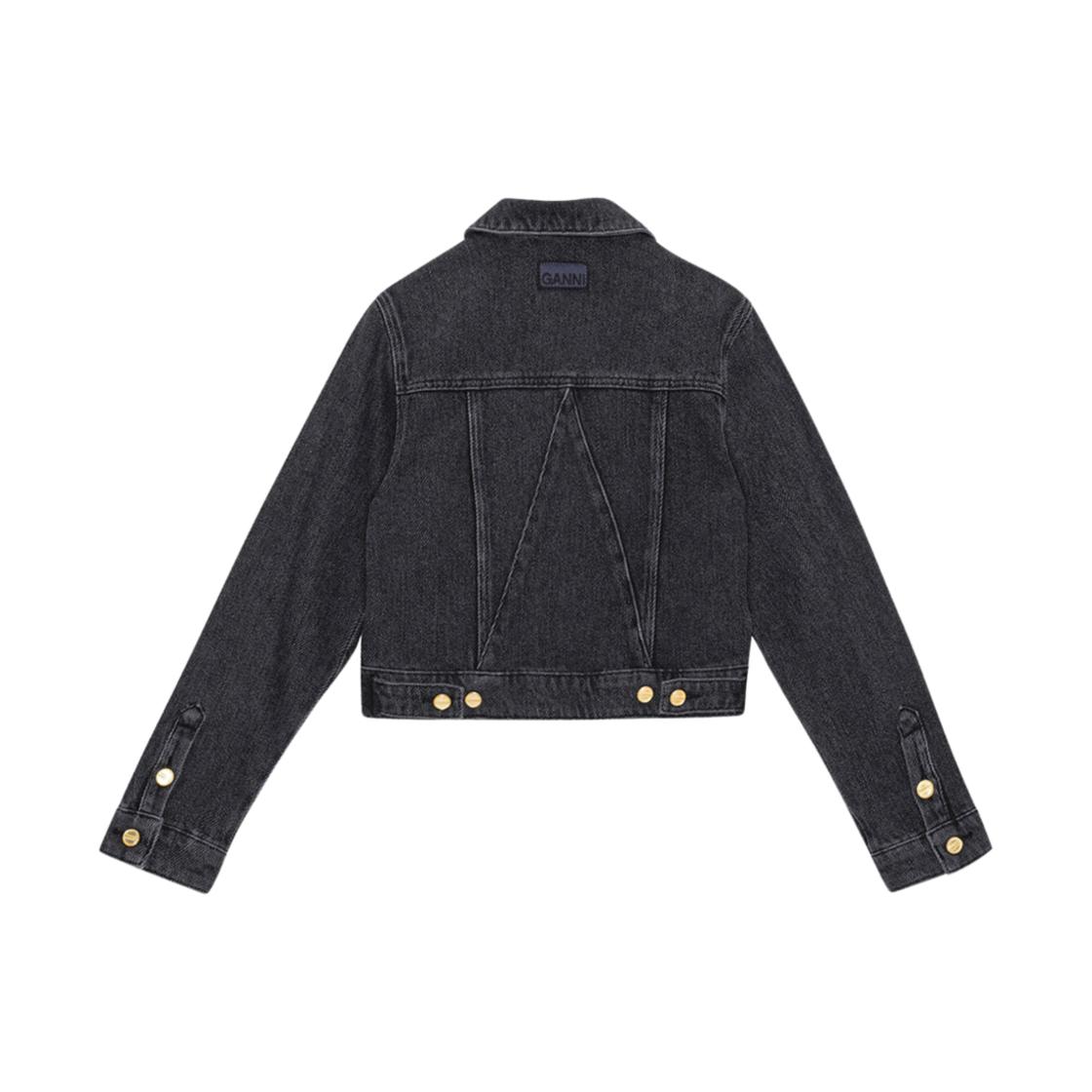 (W) 가니 헤비 크롭 데님 자켓 워시드 블랙 블랙((W) Ganni Heavy Cropped Denim Jacket Washed Black Black) - 2