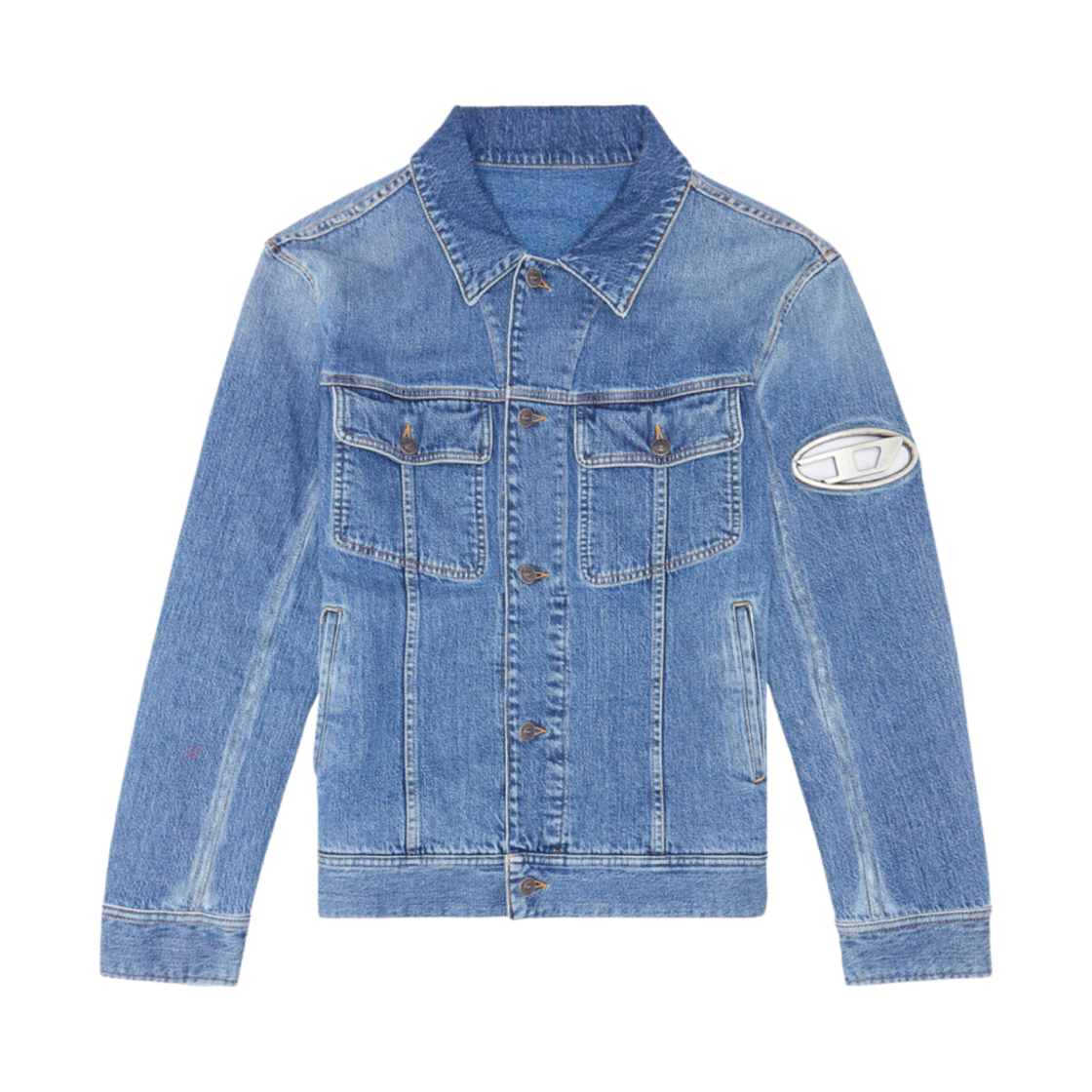 디젤 D-바르시-Fsc 오버사이즈 플라크 트러커 자켓 라이트 블루(Diesel D-Barcy-Fsc Trucker Jacket with Plaque Light Blue)