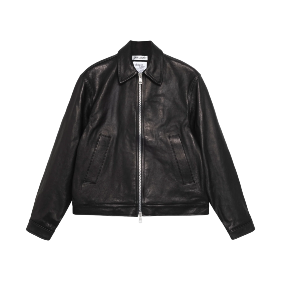 스투시 x 아워레가시 워크샵 블루종 자켓 레더 블랙 | Stussy