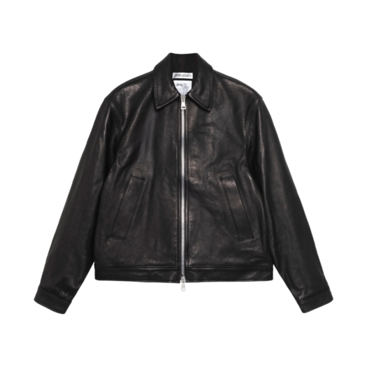 ジャケット・アウター stussy LEATHER FLIGHT JACKET Stussy Leather Flight Jacket Black - Wonder Jackets