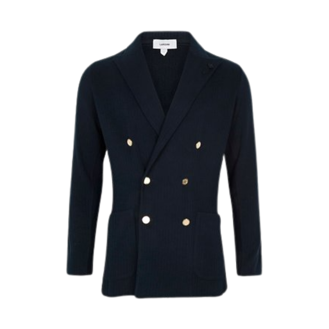 ESLJM57H-ES64001-850 Lardini Texture Double Breasted Blazer Navy