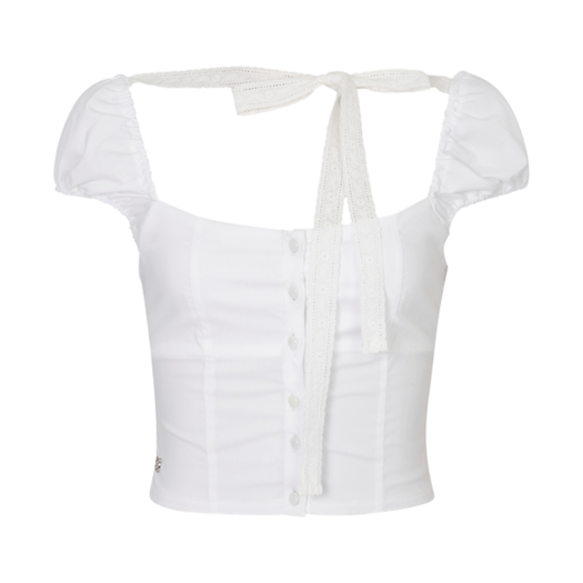 PP25HSBL05WH Pain or Pleasure Women Wendy Ribbon Blouse white