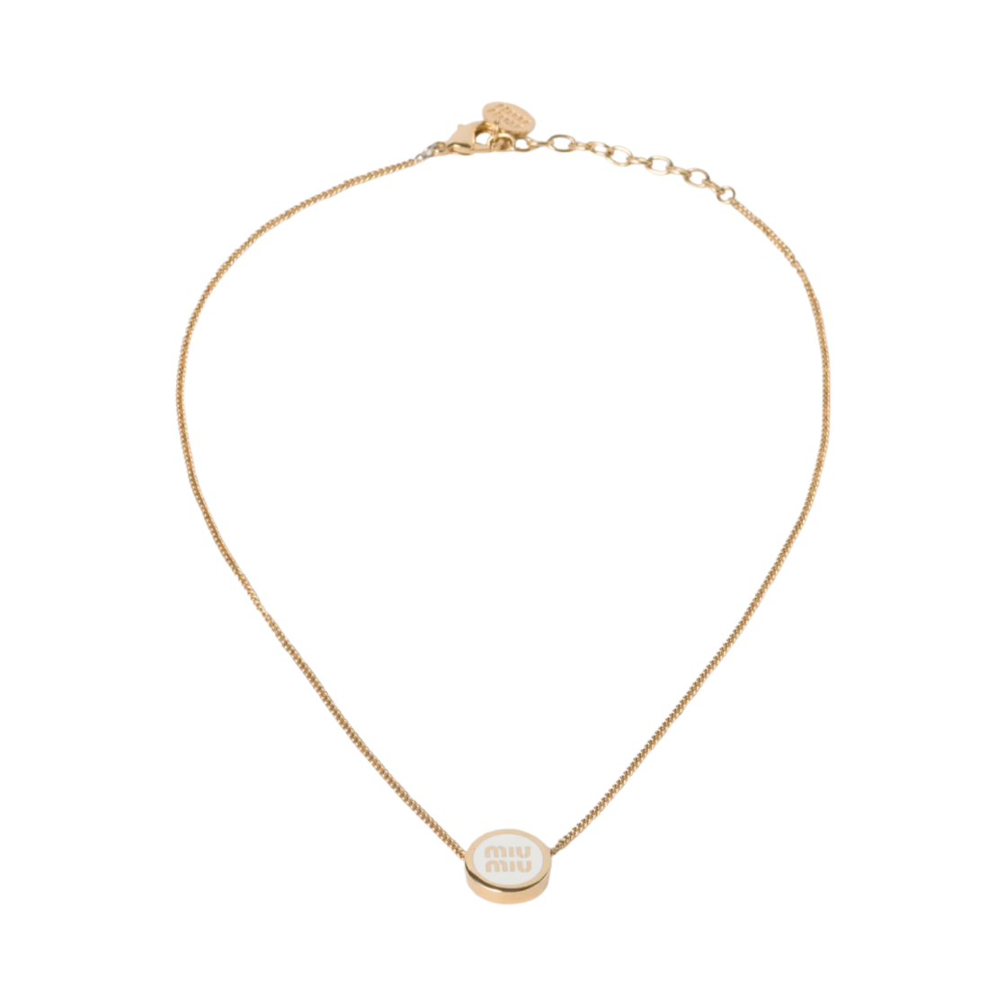 (W) 미우 미우 에나멜 메탈 네클리스 화이트((W) Miu Miu Enameled Metal Necklace White)