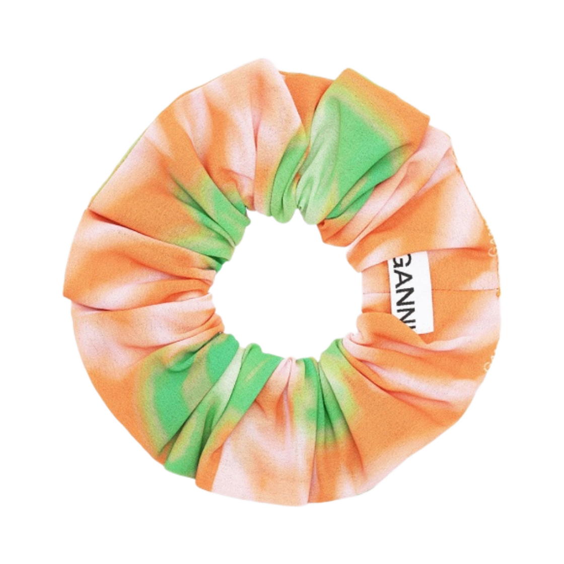 (W) 가니 라이트 크레이프 스크런치 바이브런트 오렌지((W) Ganni Light Crepe Scrunchie Vibrant Orange) - 1