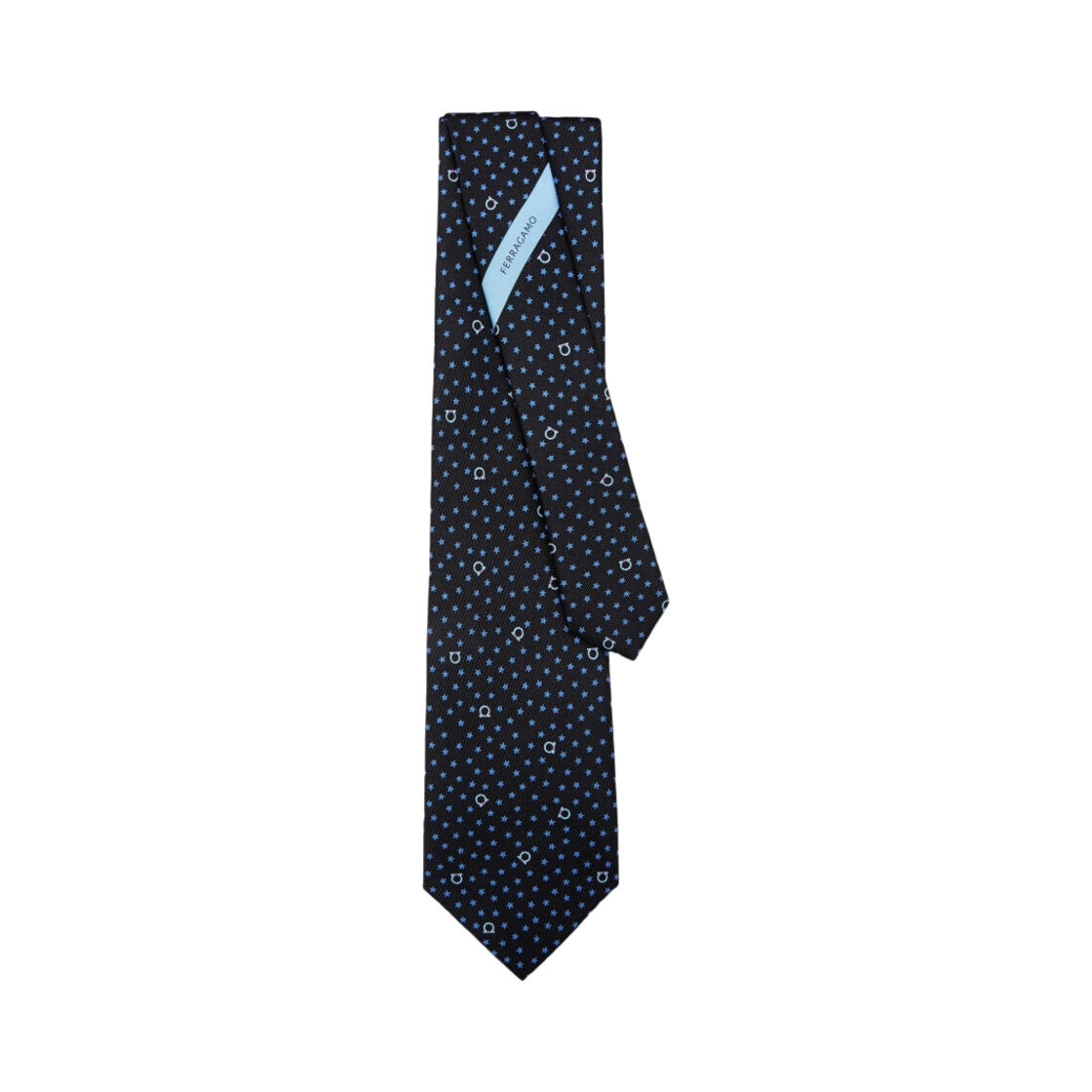 350874-761813 Ferragamo Star Print Silk Tie Black