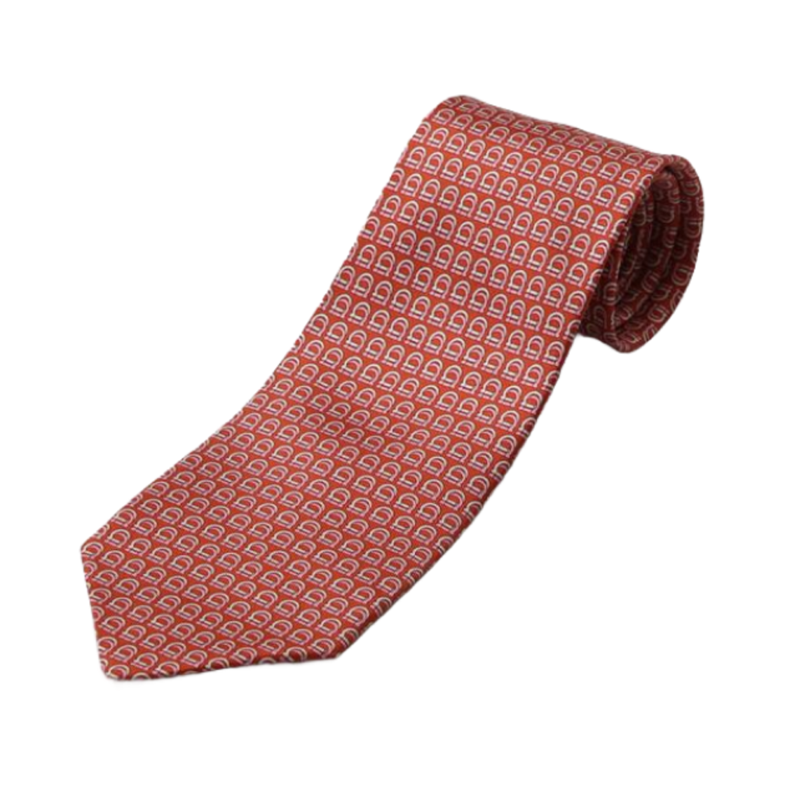 페라가모 간치니 패턴 실크 타이 레드