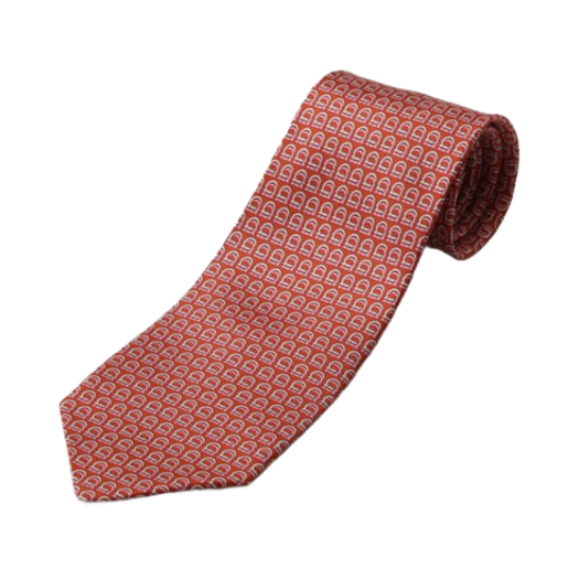 Ferragamo Gancini Pattern Silk Tie Red