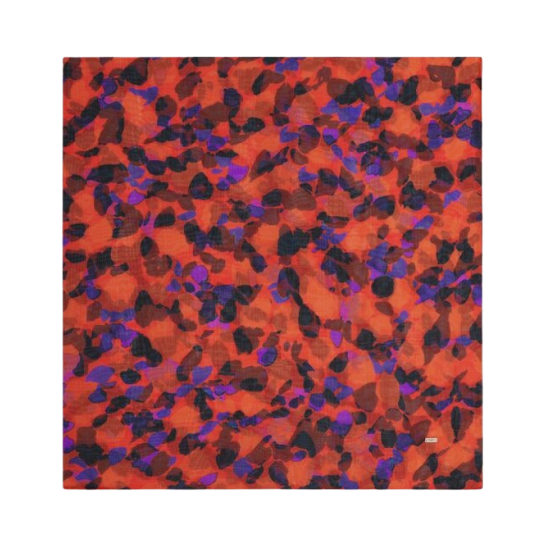 (W) 생로랑 스퀘어 스카프 플로럴 실크 무슬린 오렌지 레드 멀티컬러