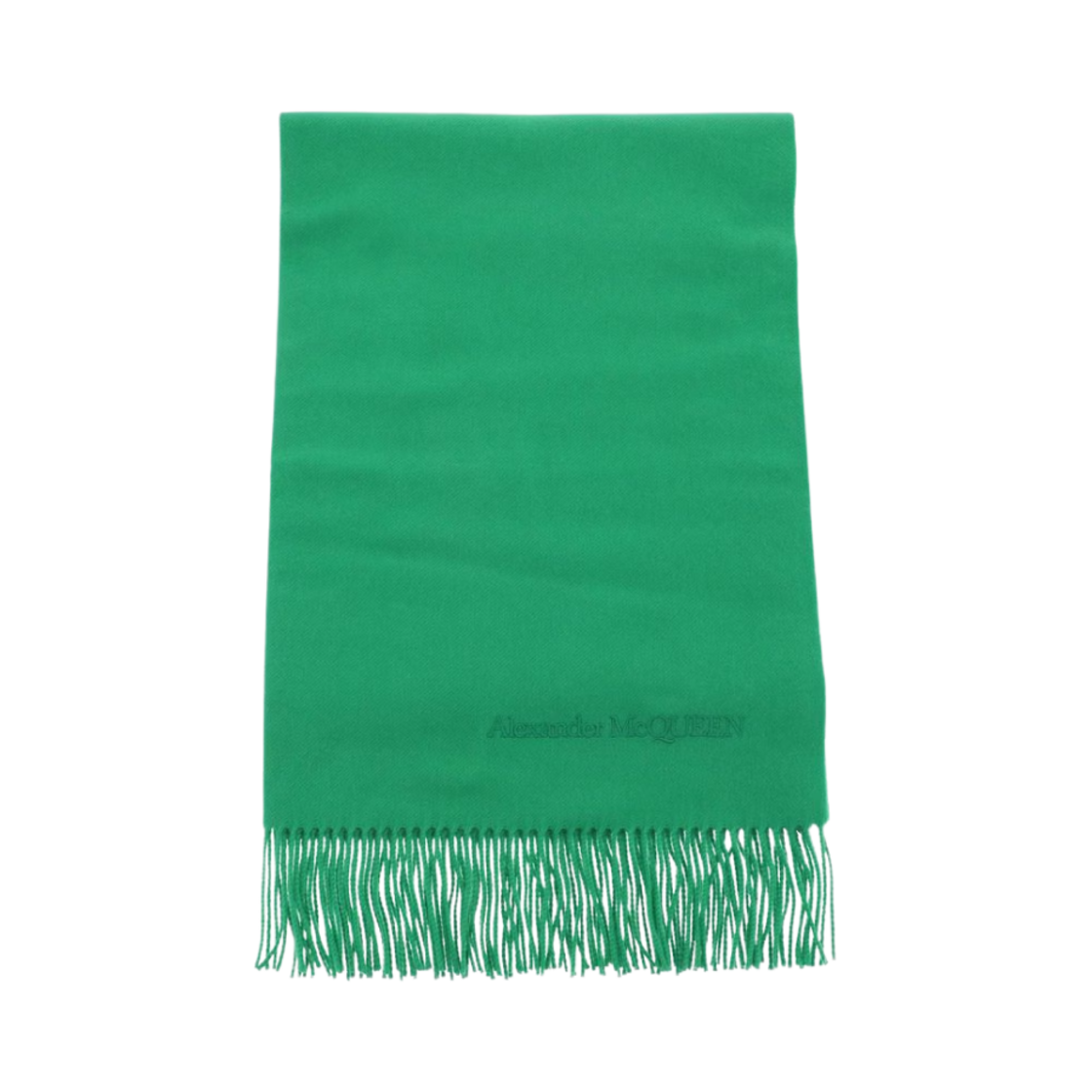 (W) 알렉산더 맥퀸 로고 자수 캐시미어 스카프 어번던트 그린((W) Alexander McQueen Cashmere Scarf with Logo Embroidery Abundant Green)