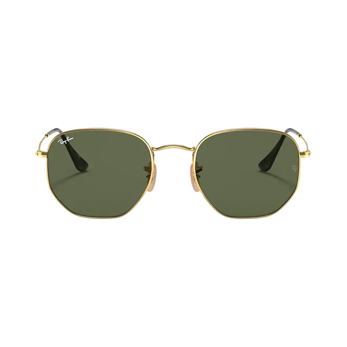 레이밴 헥사고날 폴리쉬드 골드 프레임 그린 클래식 G-15 플랫 렌즈(Ray-Ban Hexagonal Polished Gold Frame Green Classic G-15 Flat Lenses)