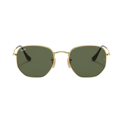 Ray-Ban Hexagonal Polished Gold Frame Green Classic G-15 Flat Lenses