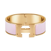 (W) Hermes Clic Clac H Bracelet Gold & Rose Dragee