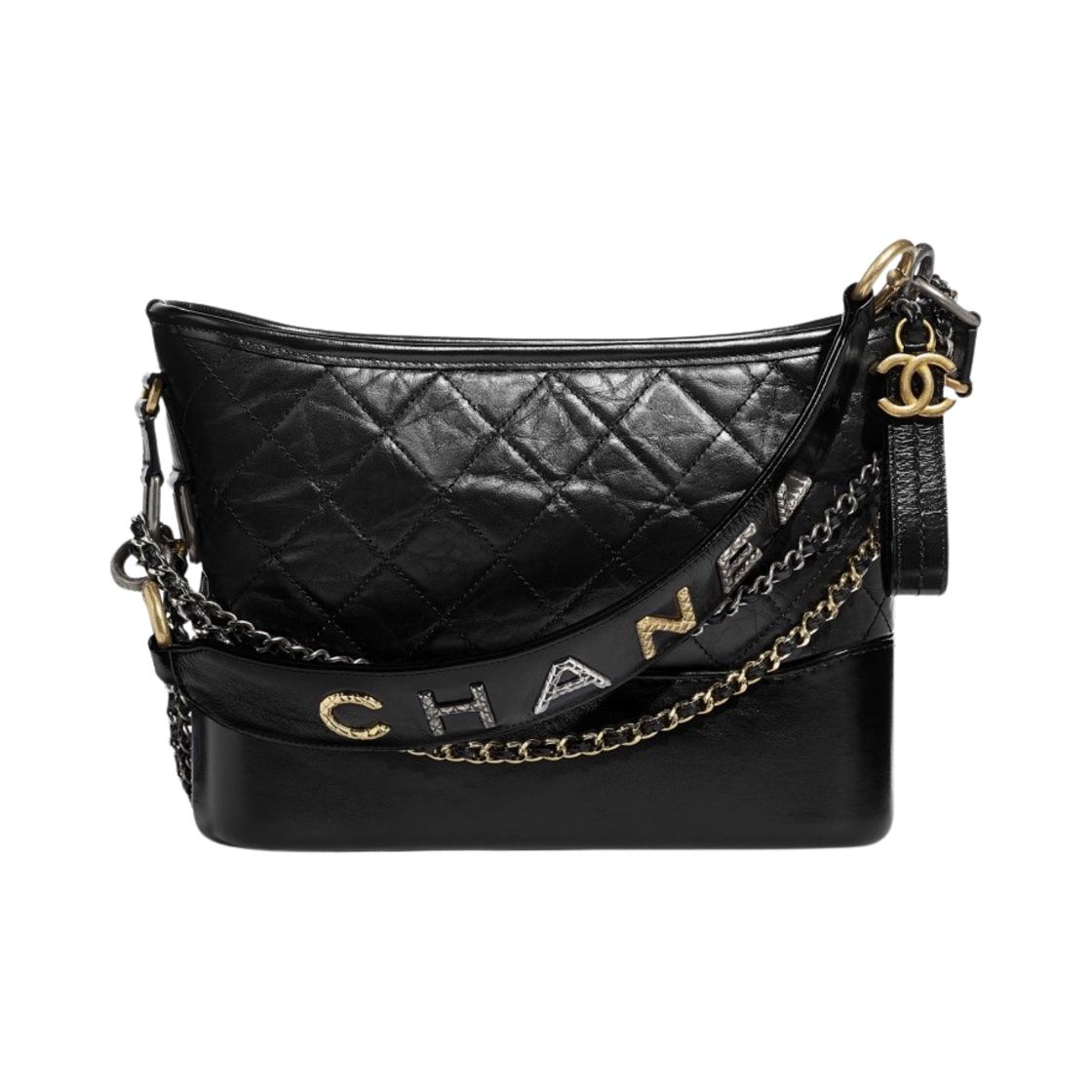 샤넬 가브리엘 호보백 빈티지 카프스킨 & 골드 메탈 블랙