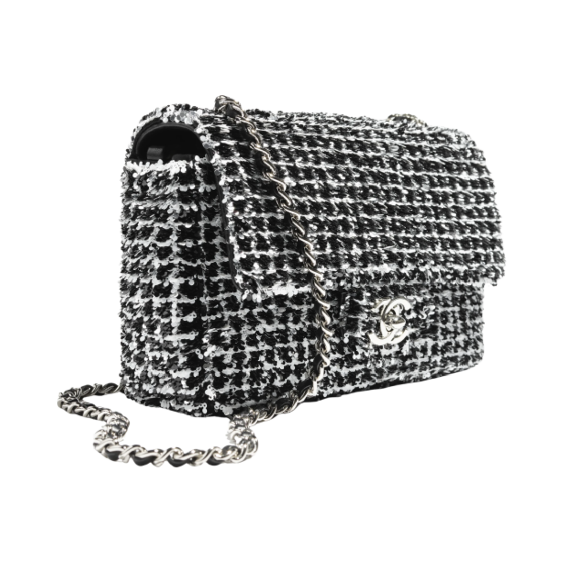 샤넬 스몰 플랩백 시퀸 & 실버 메탈 블랙 화이트 실버(Chanel Small Flap Bag Sequins & Silver Black White Silver) - 2