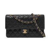 Chanel Medium Classic Handbag Grained Calfskin & Gold Black