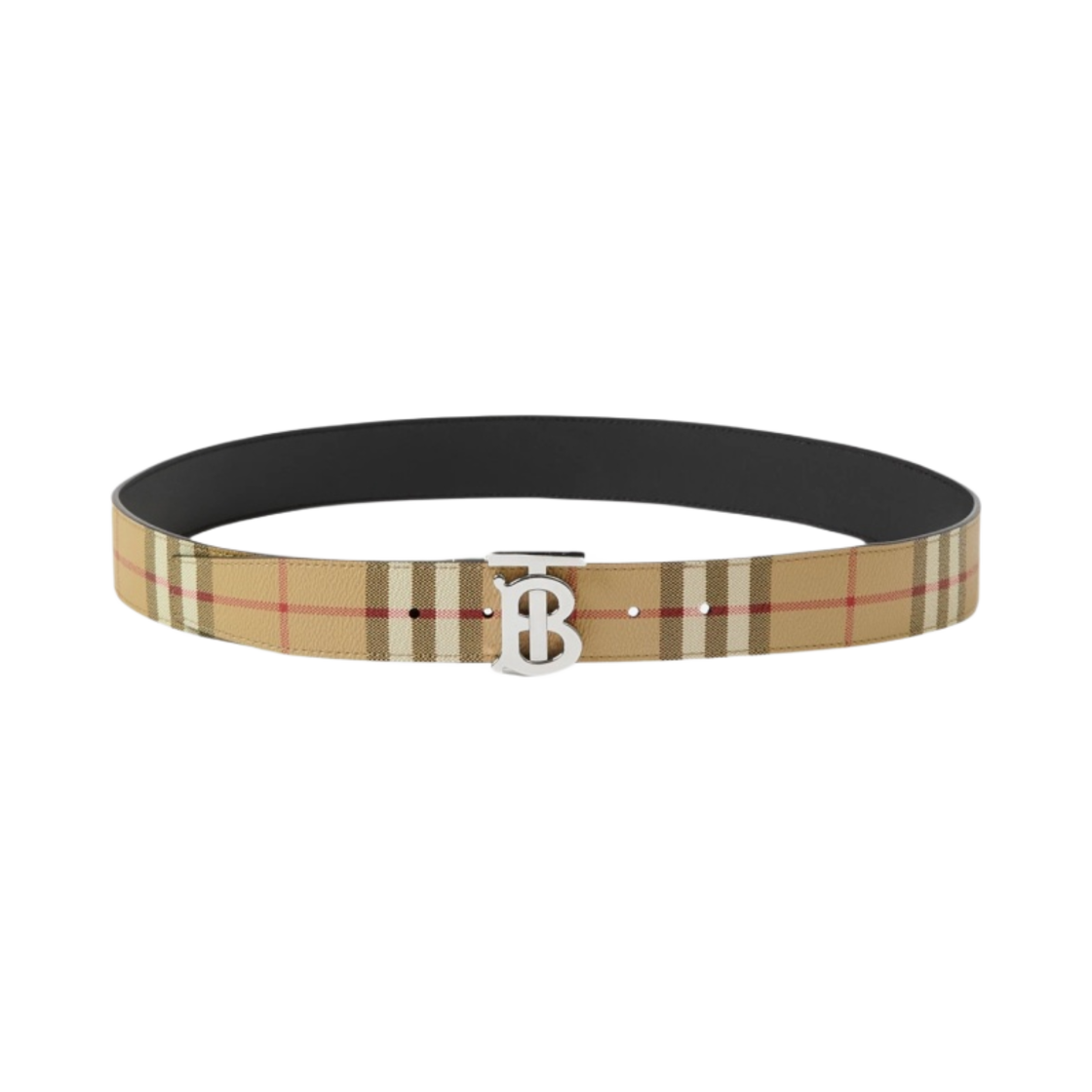 8069853 Burberry Reversible Monogram Motif Vintage Check Belt Archive Beige