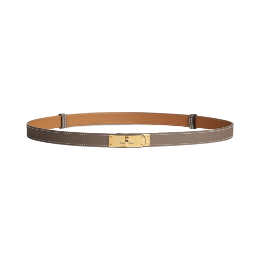 (W) Hermes Kelly 18 Belt Epsom & Gold Etoupe