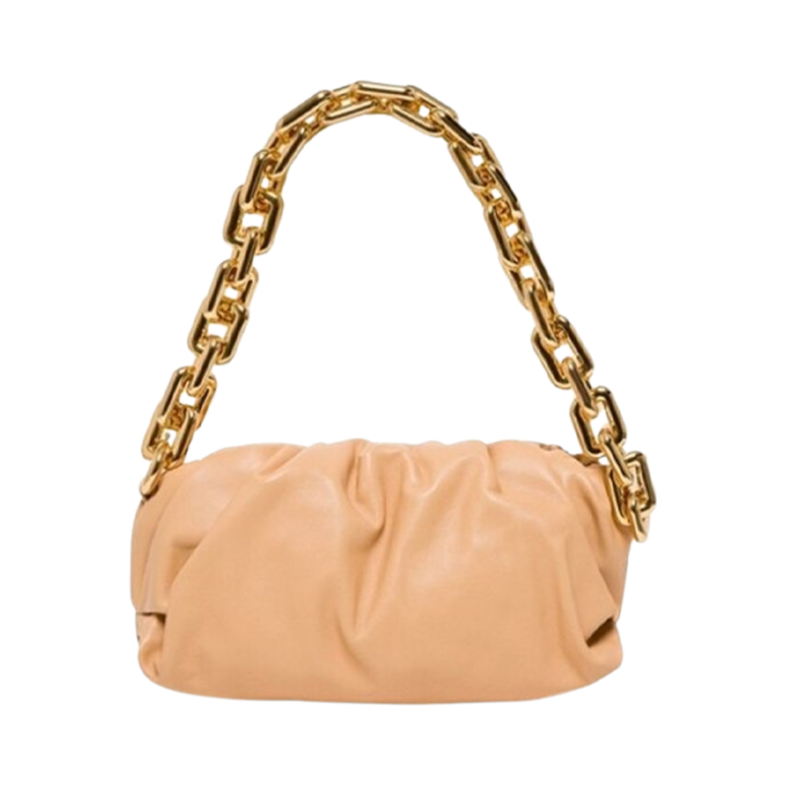 620230VCP402700 Bottega Veneta Leather Chain Shoulder Bag Almond