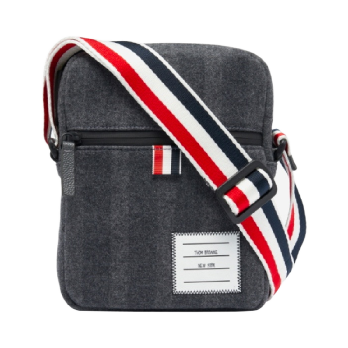 톰브라운 RWB 스트랩 & 사선 울 카메라백 미디움 그레이