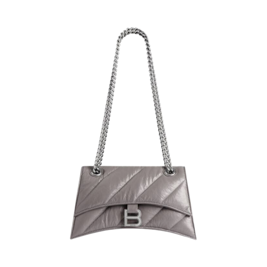 Balenciaga Crush Medium Chain Bag Quilted Dark Grey
