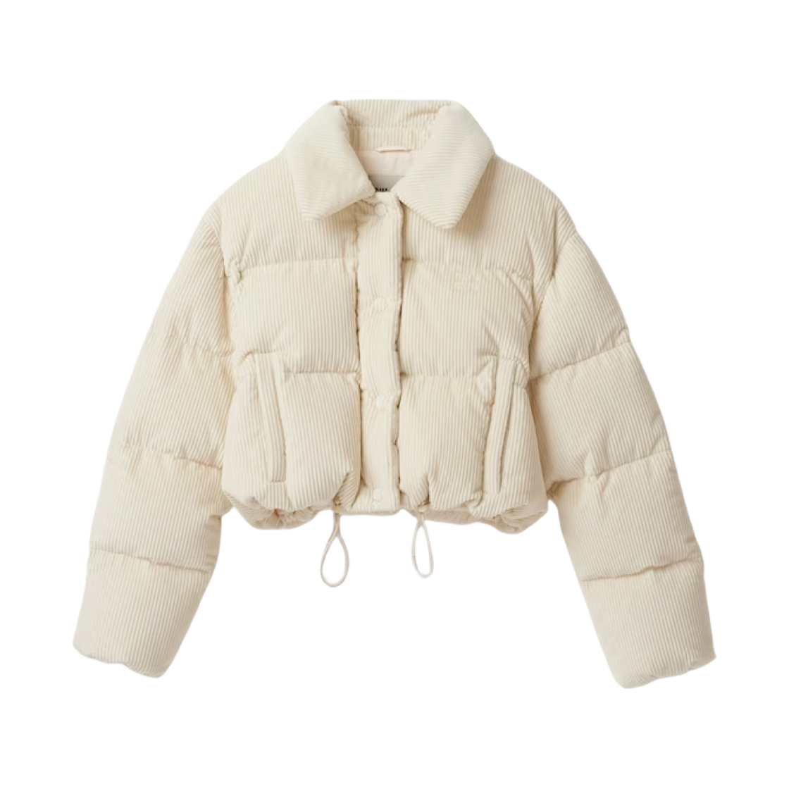 ML719-13MB-F0304 (W) Miu Miu Cropped Velvet Down Jacket Ivory