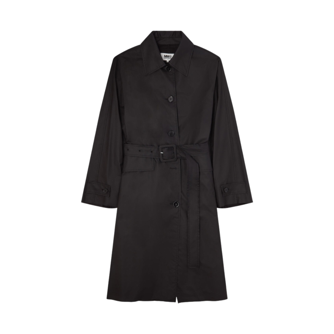 S52AH0053S54869900 (W) MM6 Maison Margiela Coated Cotton Trench Coat Black