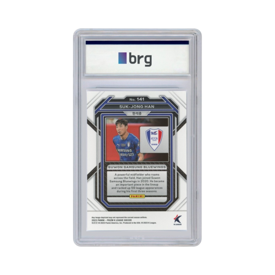 파니니 프리즘 K 리그 K 리그 1 #141 수원 삼성 블루윙즈 한석종 베이스 축구 카드 2023(Panini Prizm K League K League 1 #141 Suwon Samsung Bluewings Han Suk Jong Base Soccer Card 2023) - 2