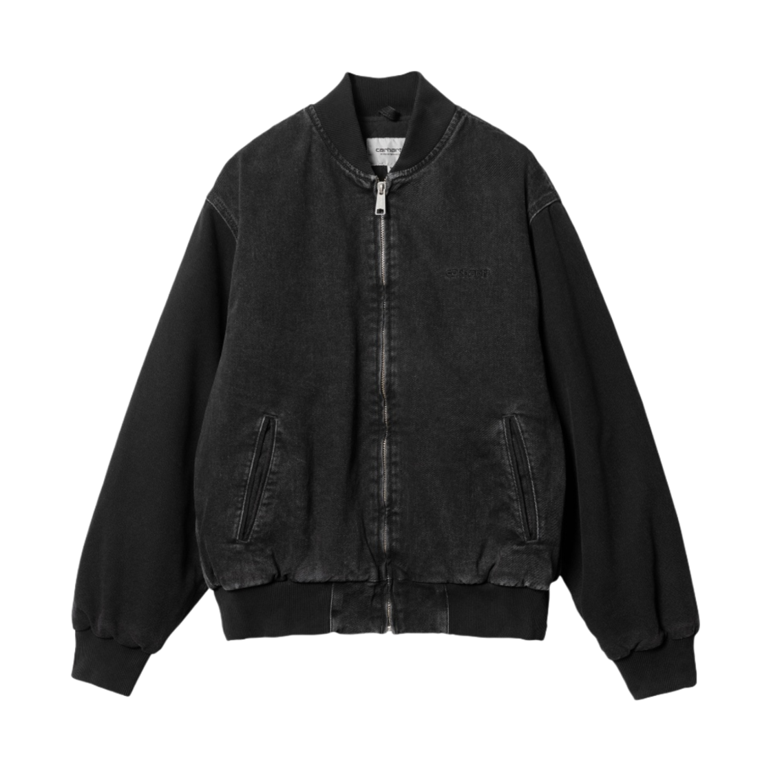 I033273-00E-06 Carhartt WIP Organic Cotton Maitland Denim Paxon Bomber Black Stone Washed