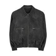STU X HANK Embo Leather Jacket Black