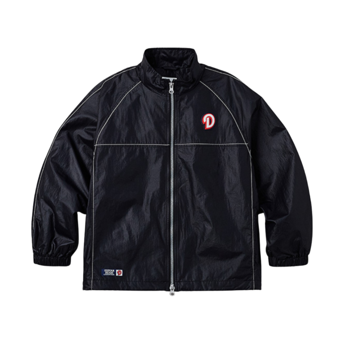 (키즈) 두산 베어스 x 스파오 오버핏 스티치 윈드브레이커 블랙((Kids) Doosan Bears x Spao Overfit Stitch Windbreaker Black)