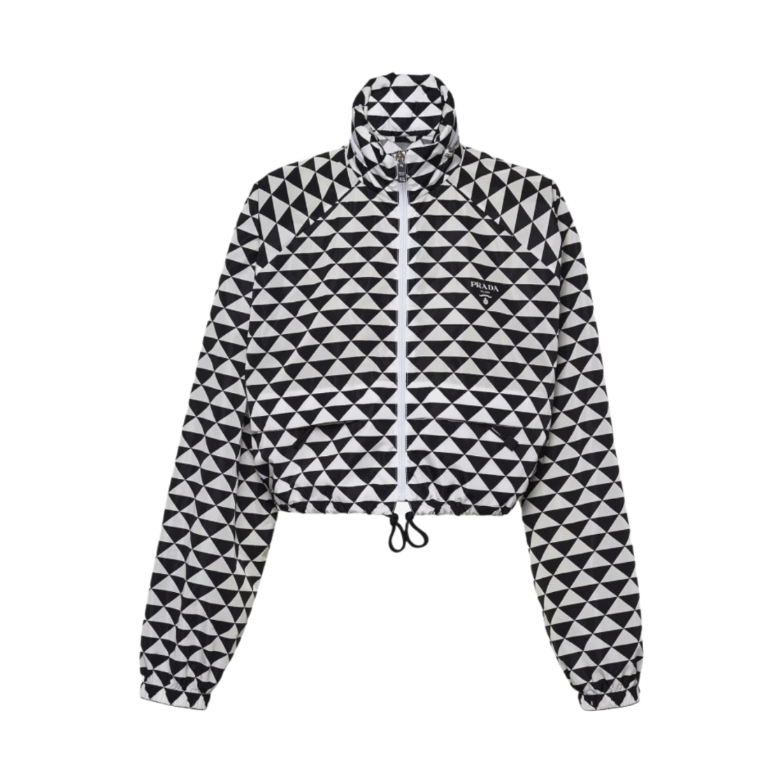 (W) 프라다 프린티드 리나일론 블루종 자켓 블랙((W) Prada Printed Re-Nylon Blouson Jacket Black) - 1