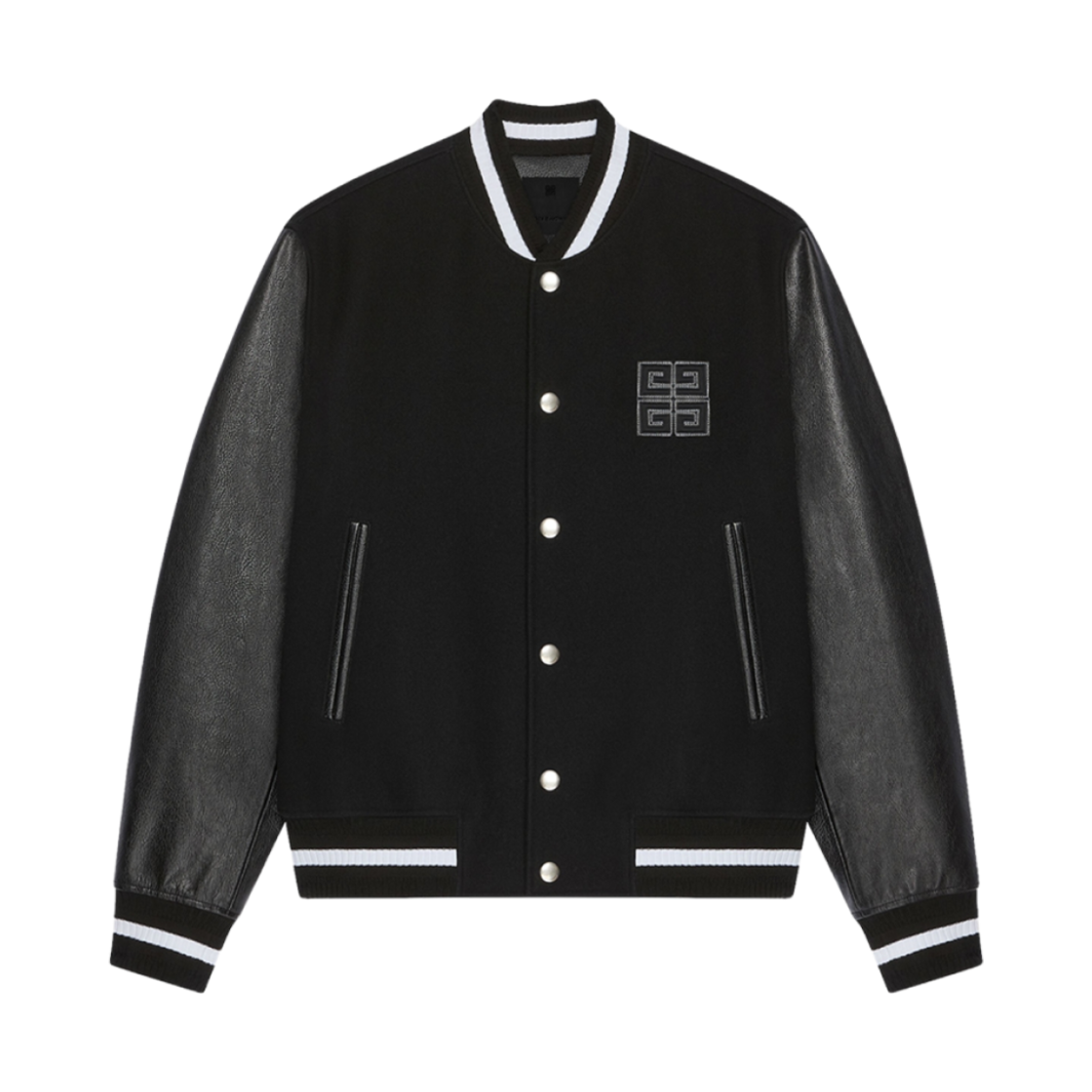 BM011S6Y3K-001 Givenchy 4G Varsity Jacket in Wool and Leather Black