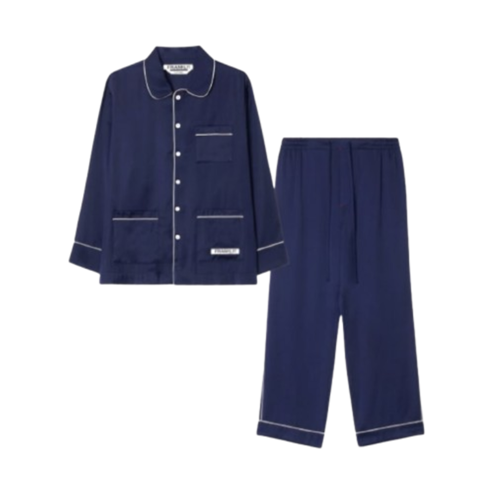 프랭클리 실키 새틴 파자마 셋업 네이비(FRANKLY Silky Satin Pajama Set Up Navy)