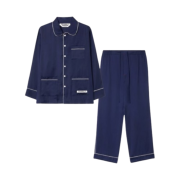FRANKLY Silky Satin Pajama Set Up Navy