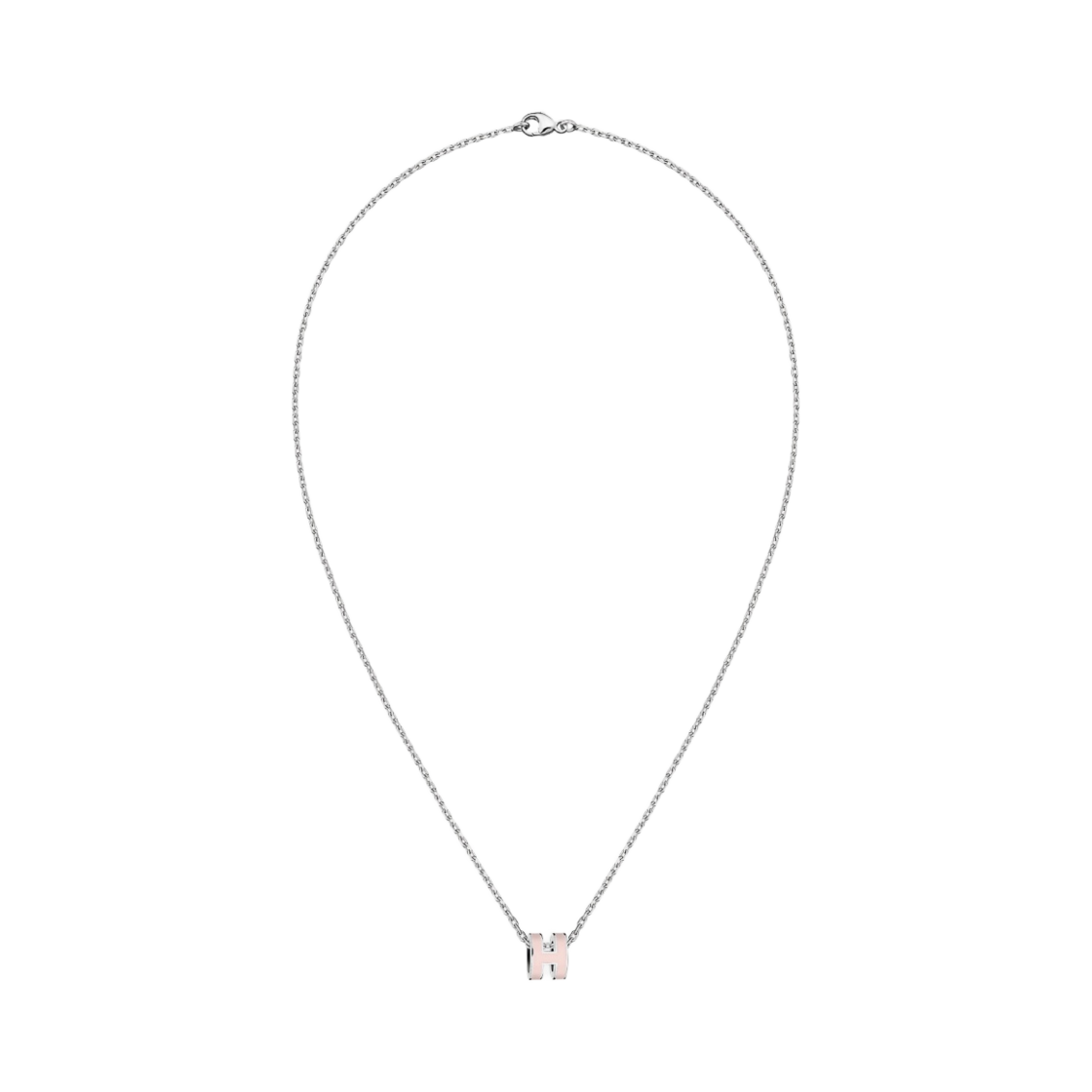 (W) 에르메스 미니 팝아슈 펜던트 팔라듐 & 로즈 드라제((W) Hermes Mini Pop H Pendant Palladium & Rose Dragee)